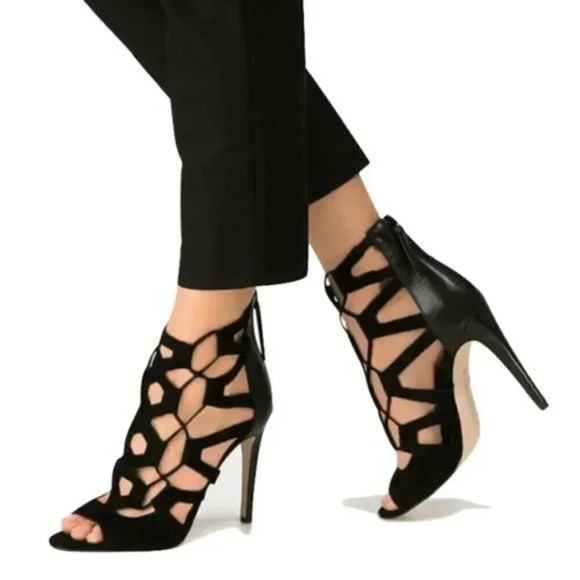 Rebecca Minkoff Black Roxie Caged Stiletto Heels 7 - Picture 1 of 9